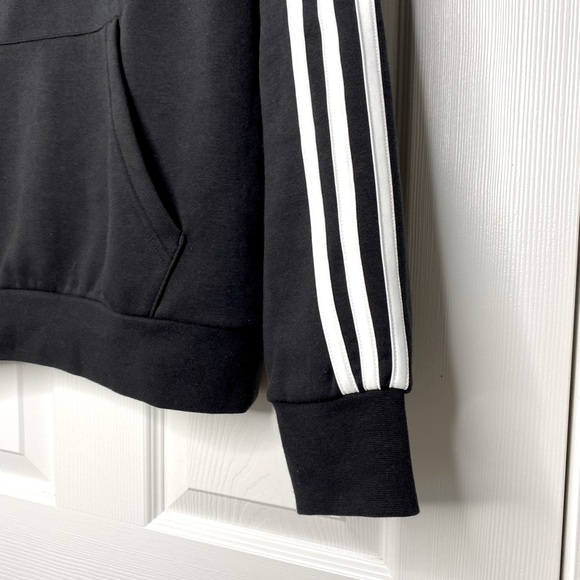 Adidas Black Linear Logo 3- Stripe Pullover Hoodie Unisex - Size Small - Picture 8 of 8